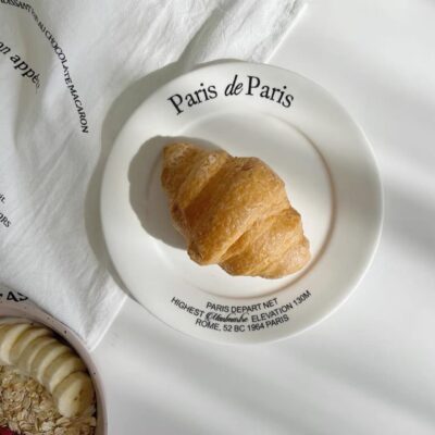 Custom minimalist letter ceramic plates for dinnerware