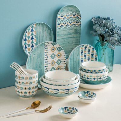 Nordic creative green ceramic dinnerware sets manufacturer