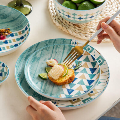 Nordic creative green ceramic dinnerware sets manufacturer