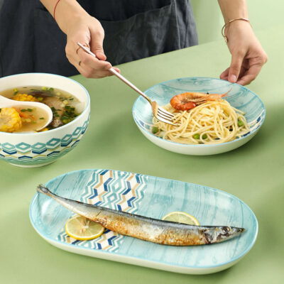 Nordic creative green ceramic dinnerware sets manufacturer