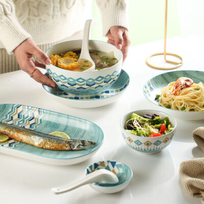 Nordic creative green ceramic dinnerware sets manufacturer
