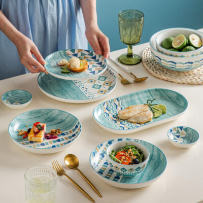 Nordic creative green ceramic dinnerware sets manufacturer
