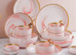 Pink marble gold rim dinnerware sets wholesale