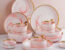 Pink marble gold rim dinnerware sets wholesale