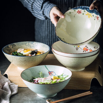 Wholesale vintage ceramic bowls for ramen and soup
