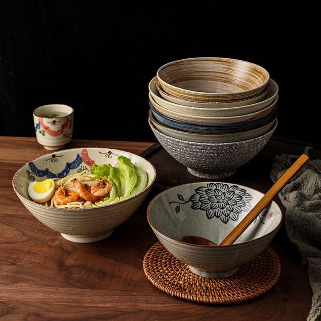 Wholesale vintage ceramic bowls for ramen and soup
