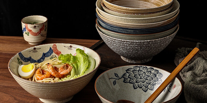 Wholesale vintage ceramic bowls for ramen and soup