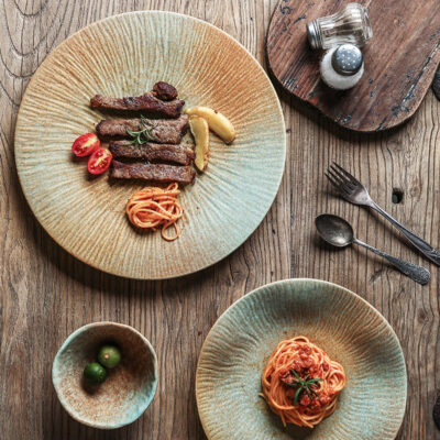 Ceramic plates for spaghetti dessert steak dinnerware