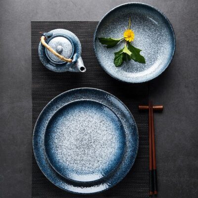 Western round ceramic plates for dessert and steak dinnerware
