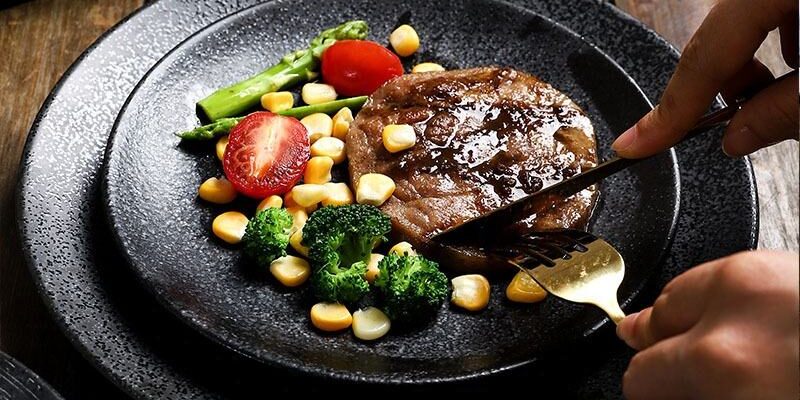Western round ceramic plates for dessert and steak dinnerware