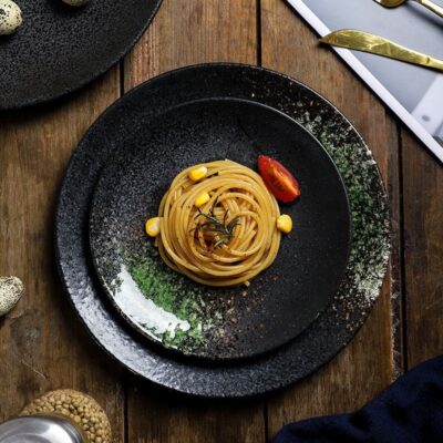 Western round ceramic plates for dessert and steak dinnerware