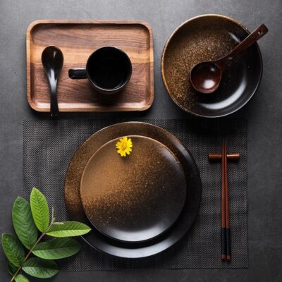 Western round ceramic plates for dessert and steak dinnerware
