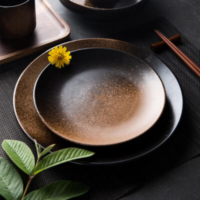 Western round ceramic plates for dessert and steak dinnerware