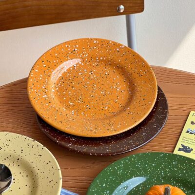 Color splash ceramic plates breakfast dessert dinnerware set