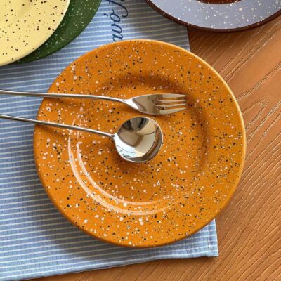 Color splash ceramic plates breakfast dessert dinnerware set