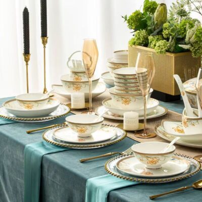 Chinese luxury ceramic dinnerware sets for home dining