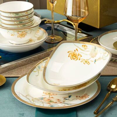 Chinese luxury ceramic dinnerware sets for home dining