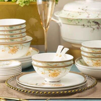 Chinese luxury ceramic dinnerware sets for home dining