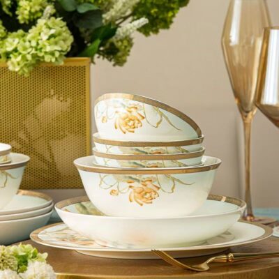 Chinese luxury ceramic dinnerware sets for home dining