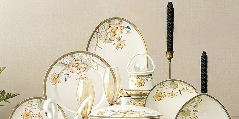 Chinese luxury ceramic dinnerware sets for home dining