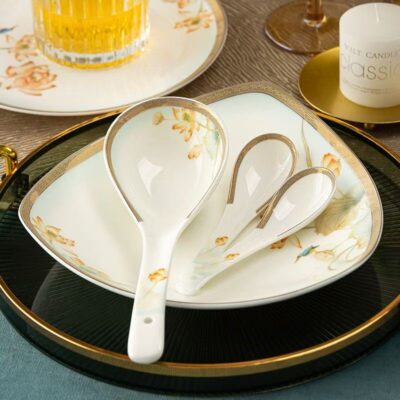 Chinese luxury ceramic dinnerware sets for home dining