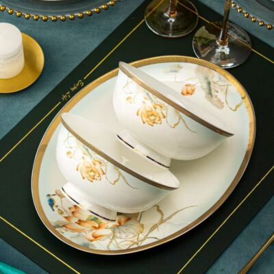 Chinese luxury ceramic dinnerware sets for home dining