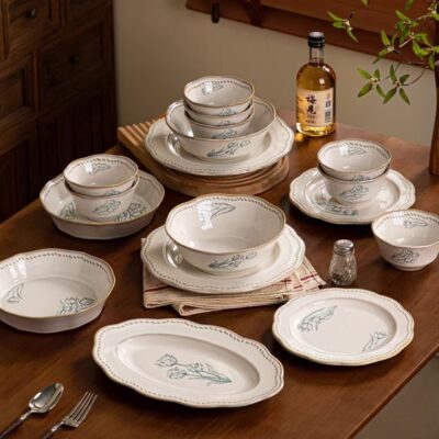 French underglaze luxury ceramic dinnerware sets for home use