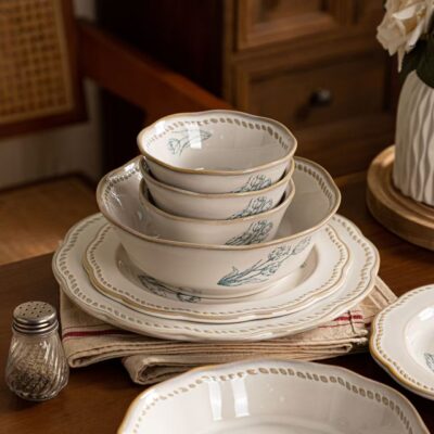 French underglaze luxury ceramic dinnerware sets for home use