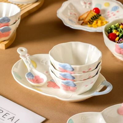 New embossed underglaze ceramic dinnerware sets for home use