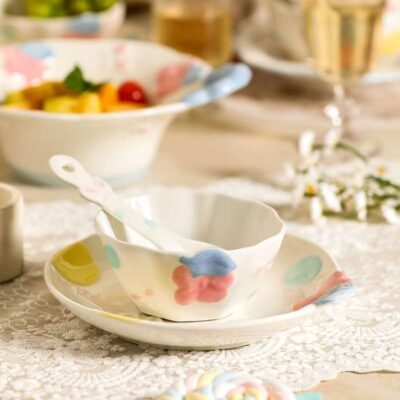 New embossed underglaze ceramic dinnerware sets for home use
