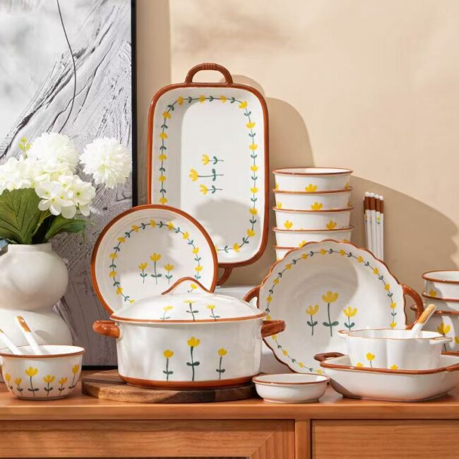 High-temperature resistant ceramic dinnerware sets for home use