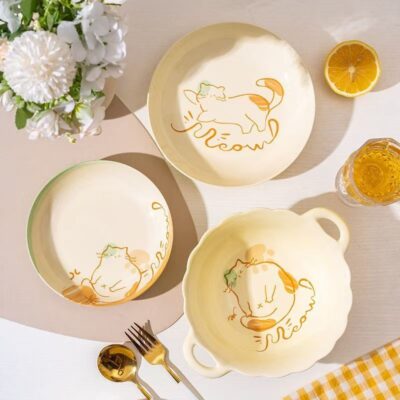 Cartoon ceramic dinnerware sets for home dining