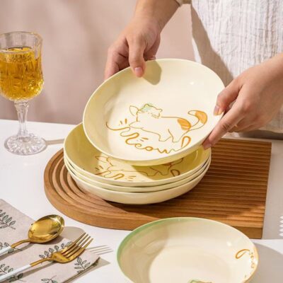 Cartoon ceramic dinnerware sets for home dining