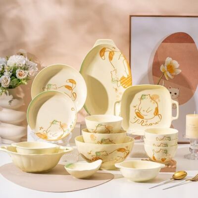 Cartoon ceramic dinnerware sets for home dining