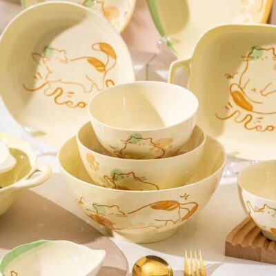 Cartoon ceramic dinnerware sets for home dining