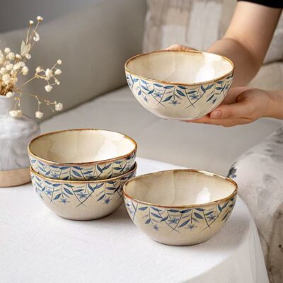 Vintage Japanese irregular ceramic bowls dinnerware