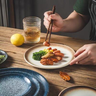 Premium Japanese western salad ceramic plates dinnerware set