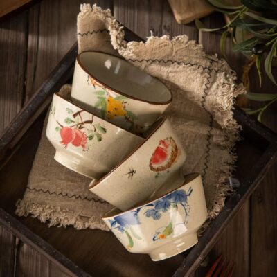 Vintage luxury underglaze ceramic bowls dinnerware set