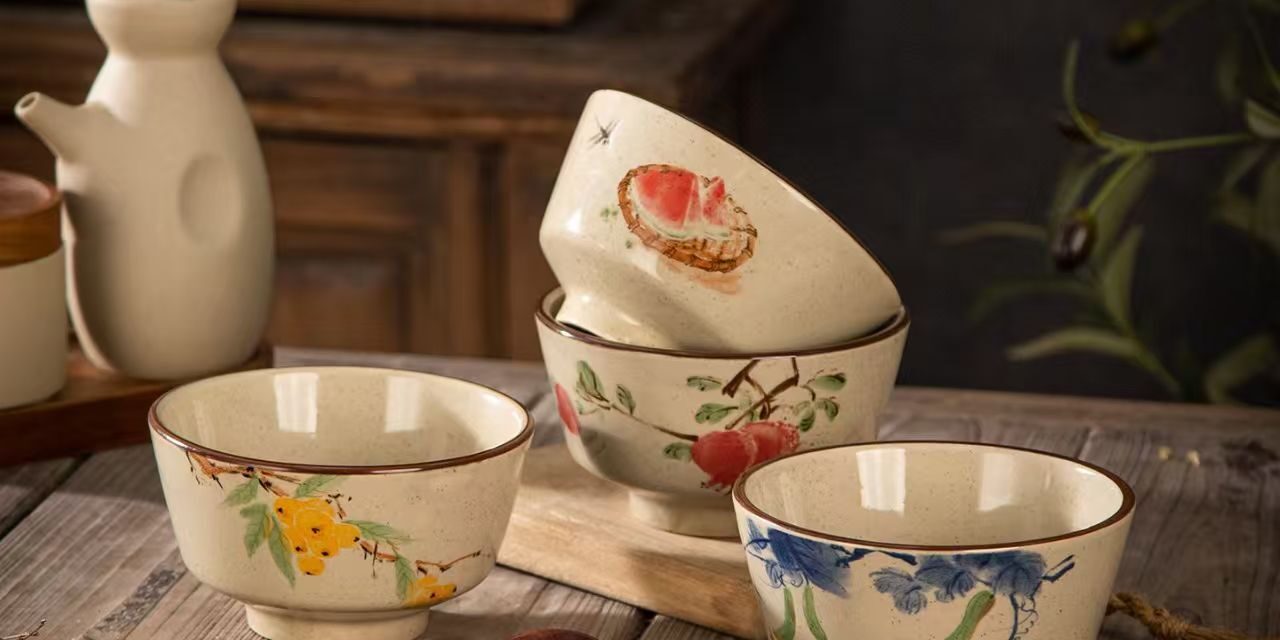 Vintage luxury underglaze ceramic bowls dinnerware set