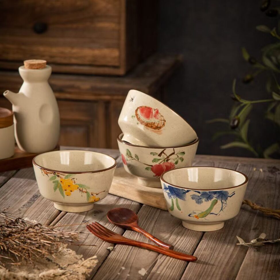 Vintage luxury underglaze ceramic bowls dinnerware set