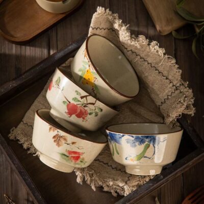 Vintage luxury underglaze ceramic bowls dinnerware set