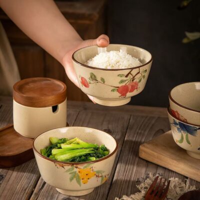 Vintage luxury underglaze ceramic bowls dinnerware set