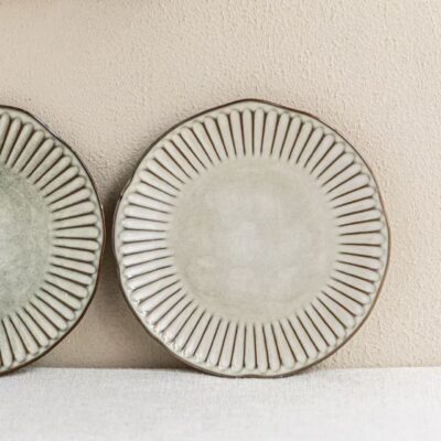 Vintage irregular vertical embossed steak ceramic plates dinnerware
