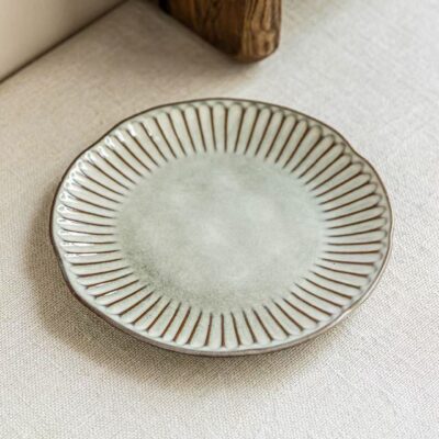 Vintage irregular vertical embossed steak ceramic plates dinnerware