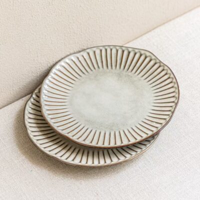Vintage irregular vertical embossed steak ceramic plates dinnerware