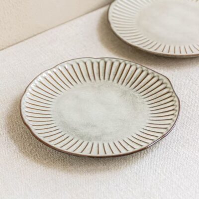 Vintage irregular vertical embossed steak ceramic plates dinnerware