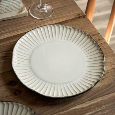 Vintage irregular vertical embossed steak ceramic plates dinnerware