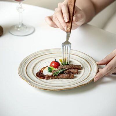 Vintage restaurant western steak dessert ceramic plates dinnerware