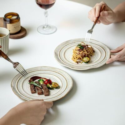 Vintage restaurant western steak dessert ceramic plates dinnerware
